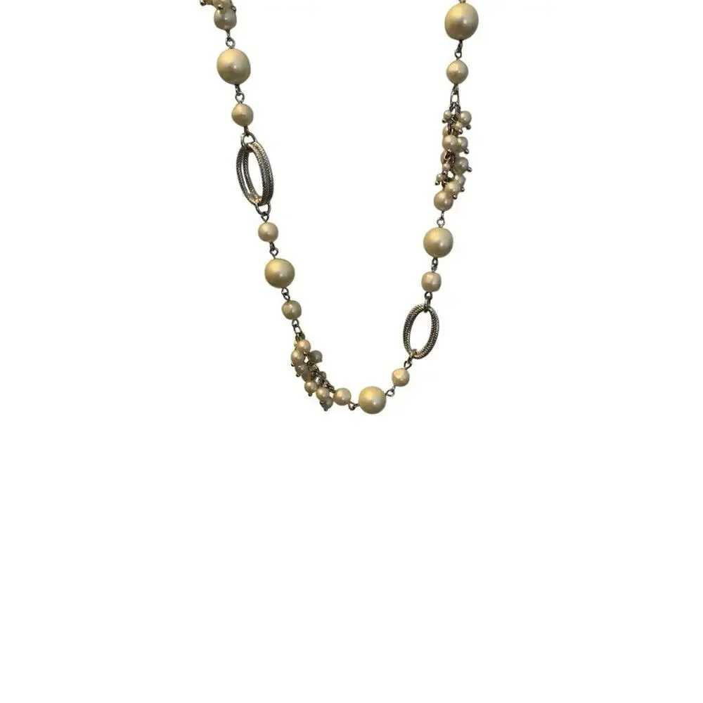 Talbots Faux Pearl Silver Tone Statement Necklace
